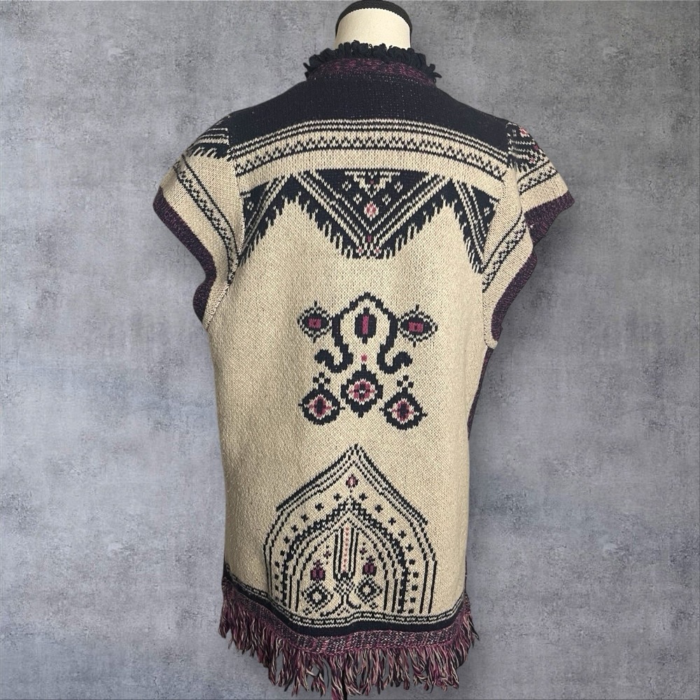 Anthropologie Angel Of The North Aztec Fringed Sweater Vest Womens S Festival - Picture 6 of 12